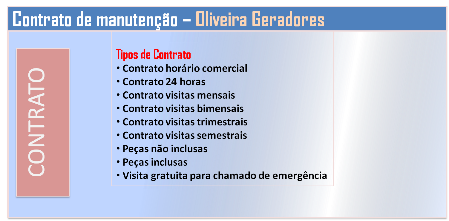 Contrato de manutenção preventiva - Oliveira Geradores Contrato de manutenção preventiva - Oliveira Geradores
